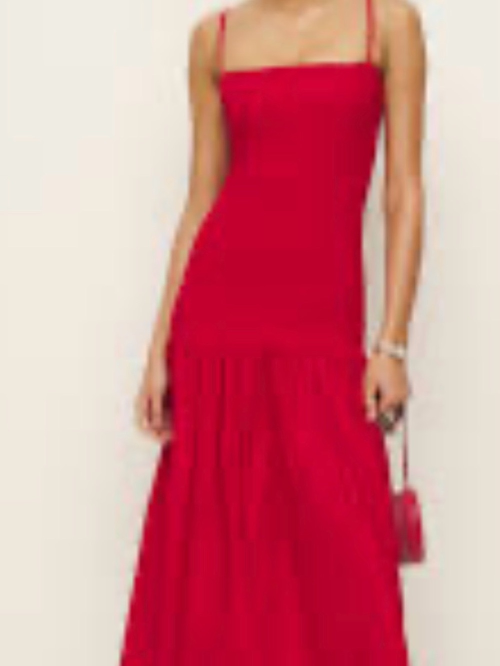 Reformation Cotton Leilah Red Spaghetti-Strap Dress 4 EUC